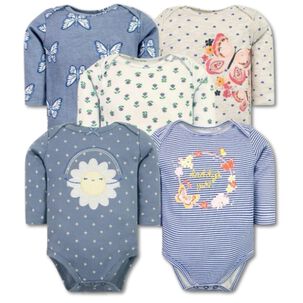 Pack 5 Bodys Ni&ntilde;a Manga Larga Tedmimak 100% Algod&oacute;n Butterfly Garden