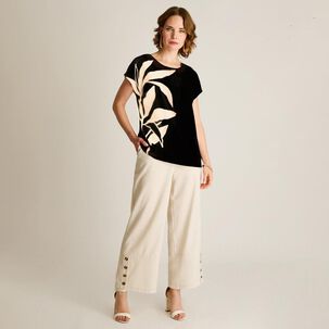 Polera Manga Kimono Manga Corta Cuello Redondo Mujer Lorenzo Di Pontti