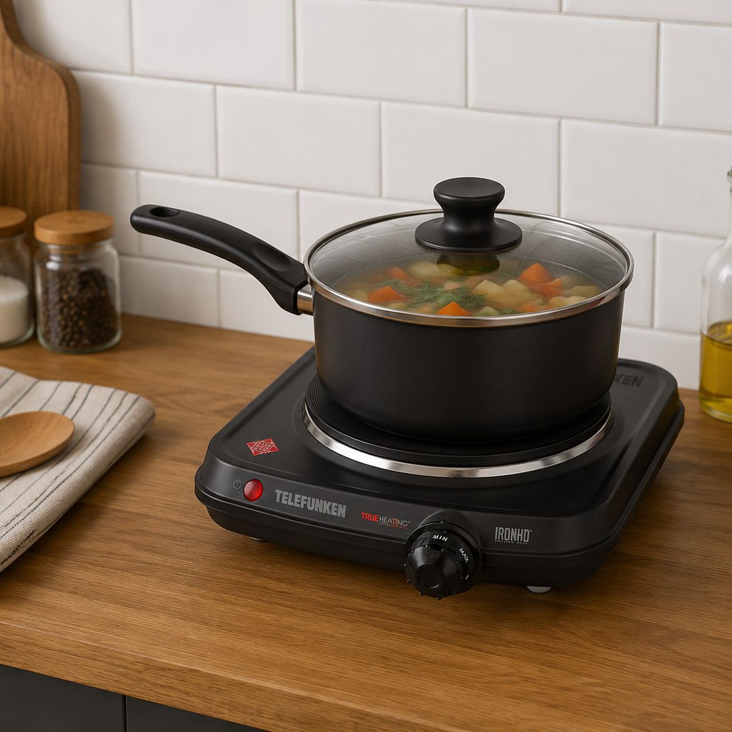 Cocinilla Electrica Telefunken Tf Ae5500 1600w 1 Hornilla Color Negro image number 0.0
