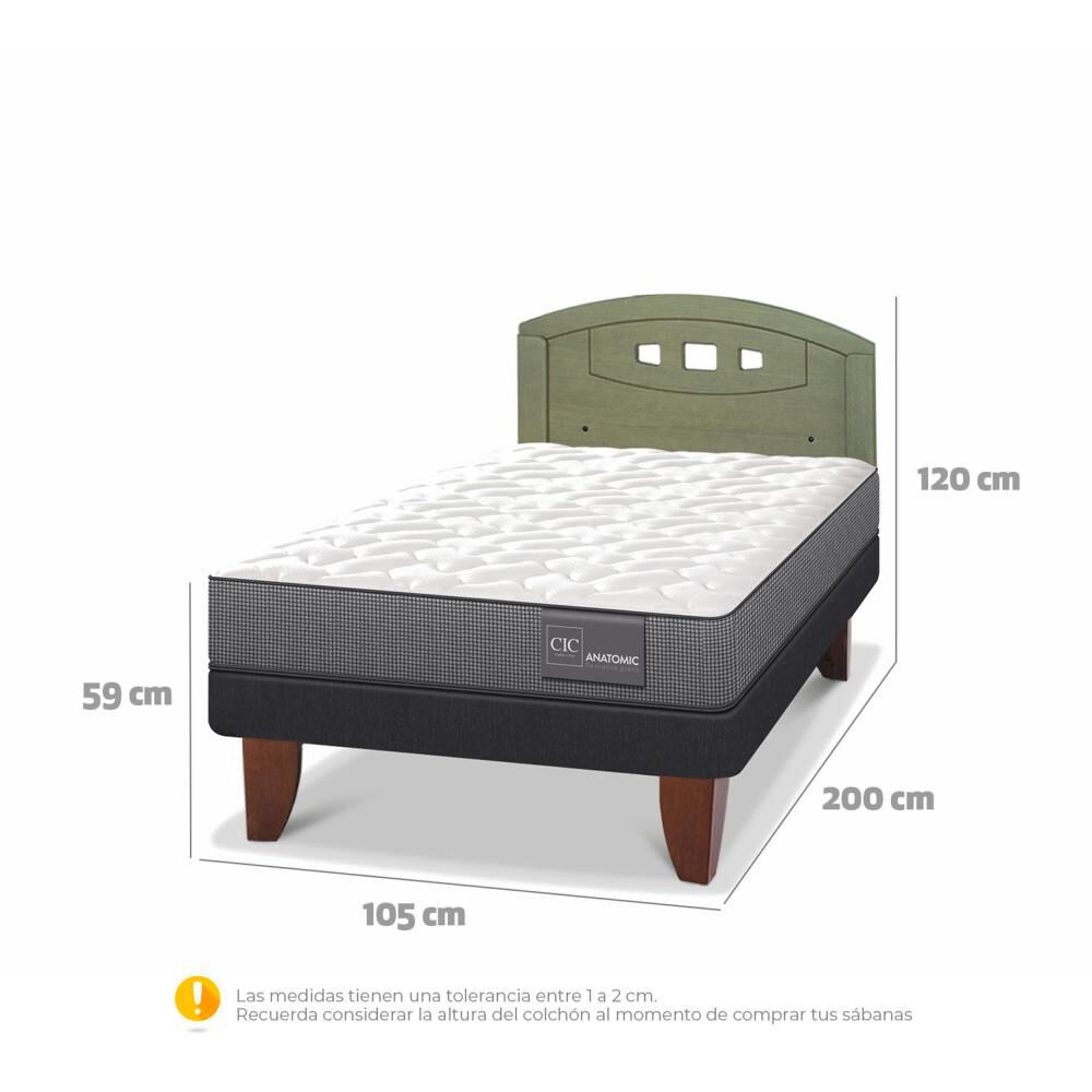 Cama Europea Cic Anatomic / 1.5 Plazas / Base Normal + Respaldo image number 4.0