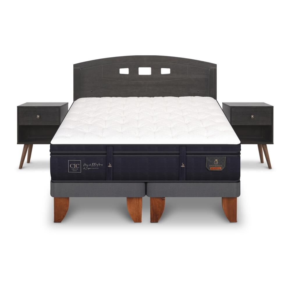 Cama Europea Cic Super Premium / 2 Plazas / Base Dividida + Set De Maderas image number 0.0