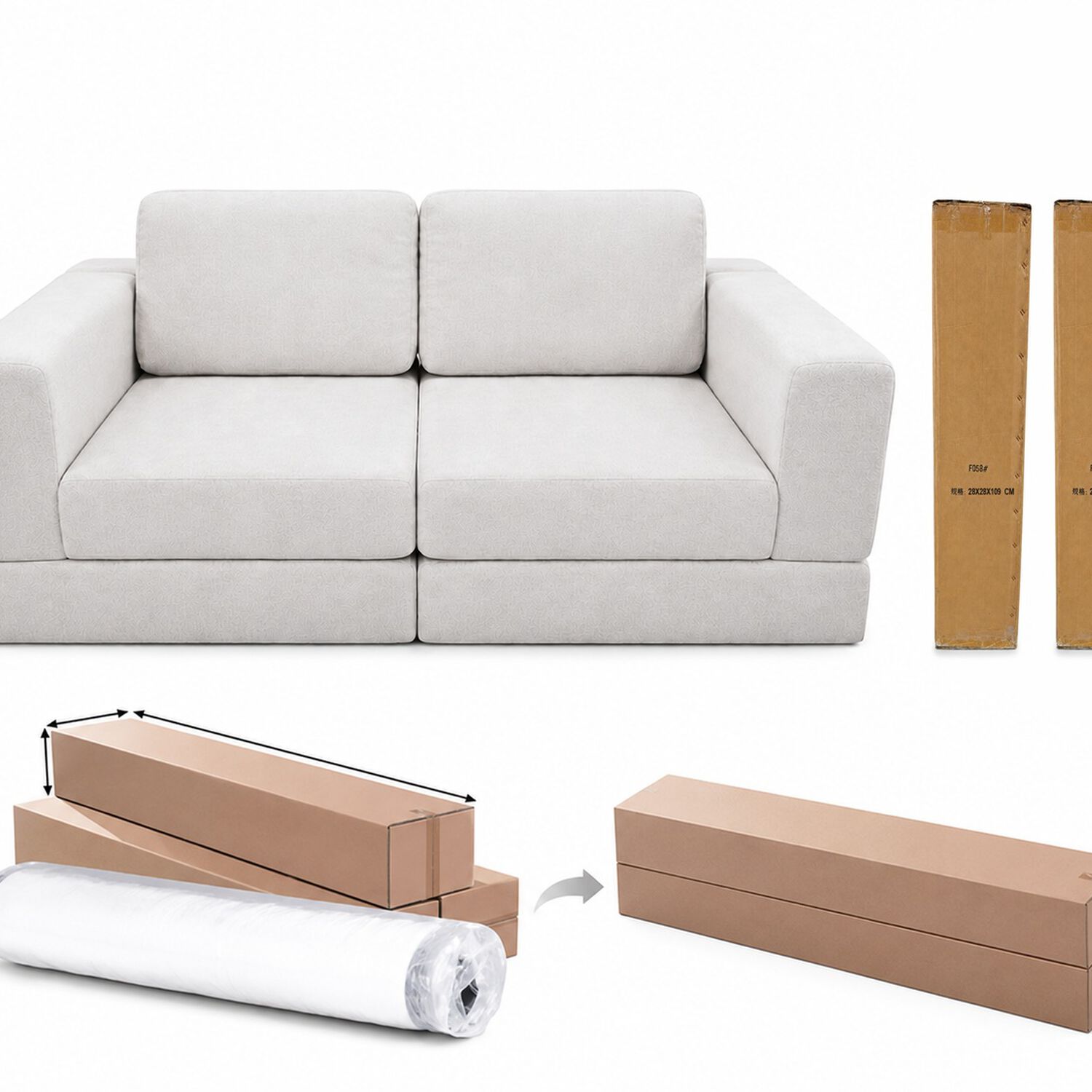 Sof&aacute; Modular 2 Cuerpos En Tela Comprimida 210x100x65cm image number 1.0