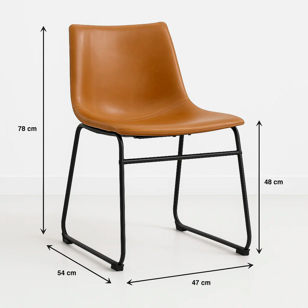 Silla Burgos De Comedor O Living De Cuero Sintético Y Metal Industrial image number 3.0