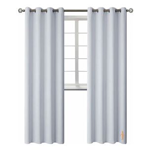 Cortina Blackout 140x220 Cm Poli&eacute;ster Blanco Gris&aacute;ceo