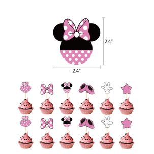 Pack Cumpleaños Minnie Mouse Globos Toppers Cinta Y Mas