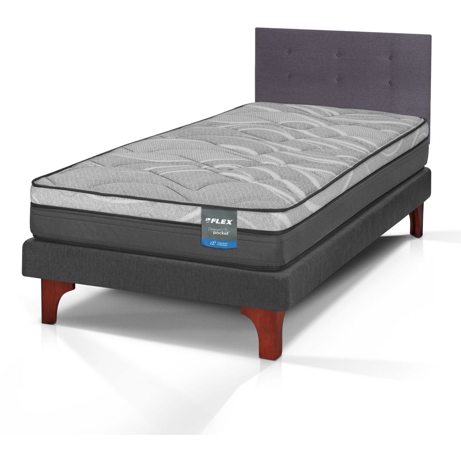 Cama Europea Flex Dream Pocket / 1.5 Plazas + Respaldo image number 2.0