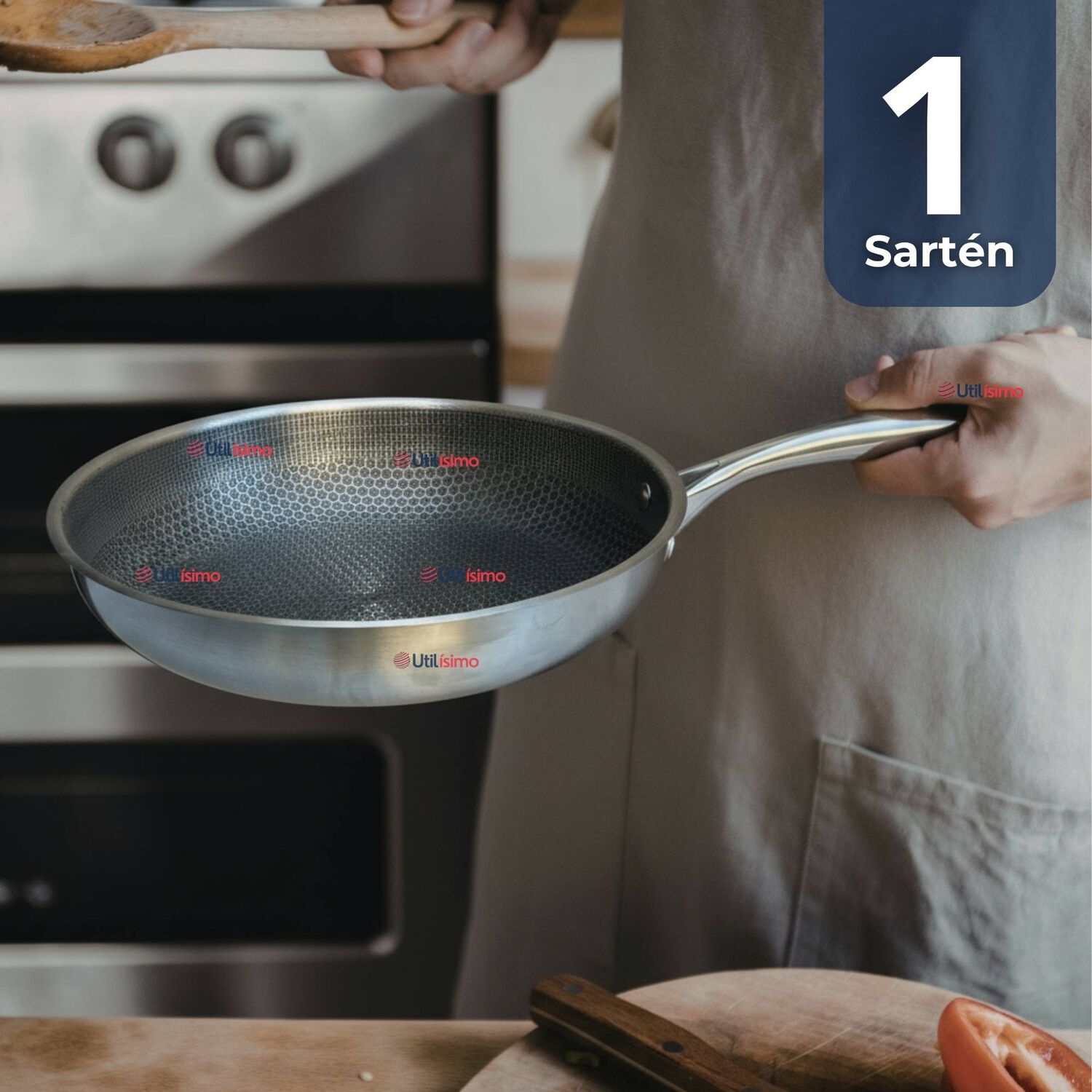 Sart&eacute;n Acero Inoxidable Antiadherente 24cm Para Cocinar Fre&iacute;r Saltear image number 0.0