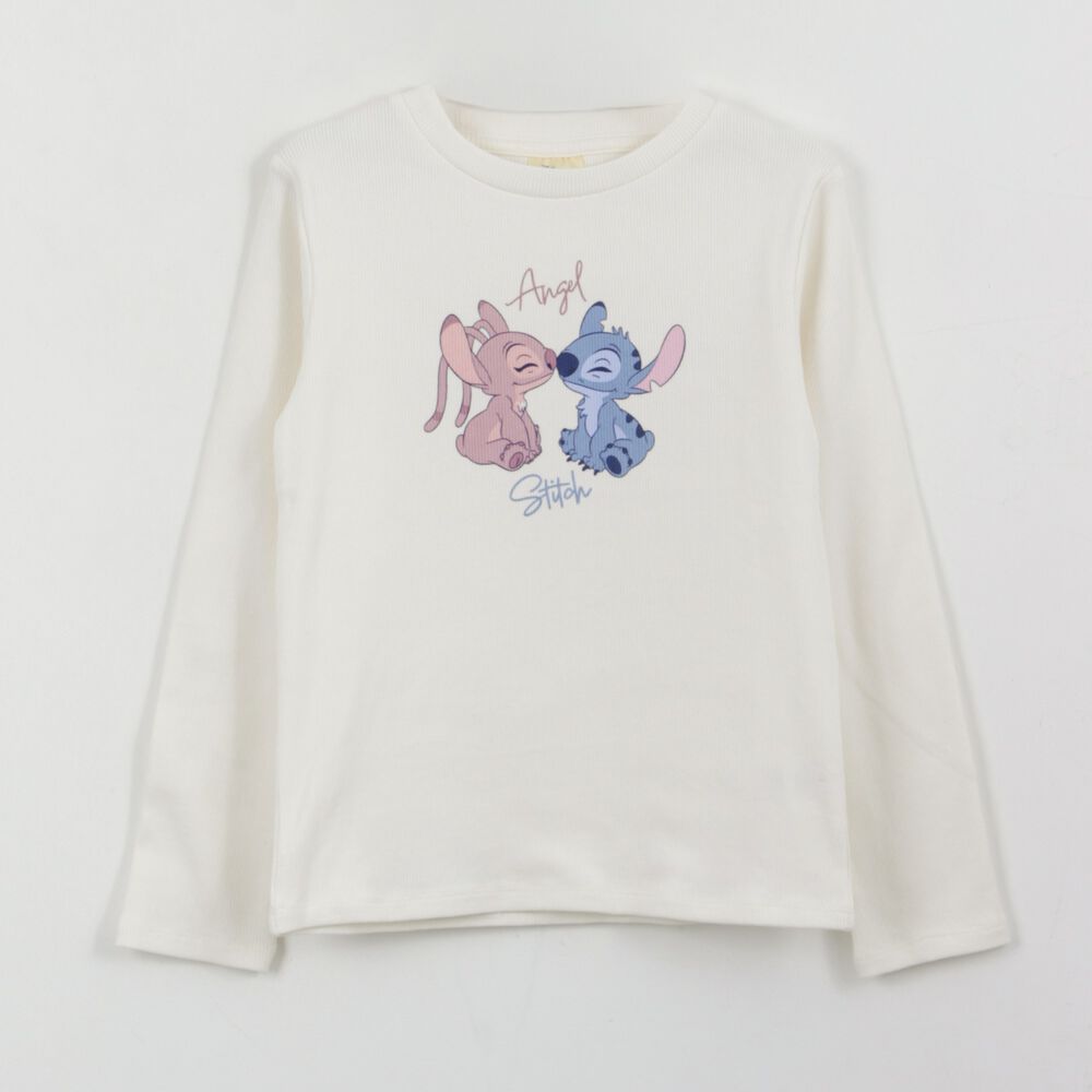 Polera Manga Larga Ni&ntilde;a Rib Lilo & Stitch Blanco Disney image number 0.0