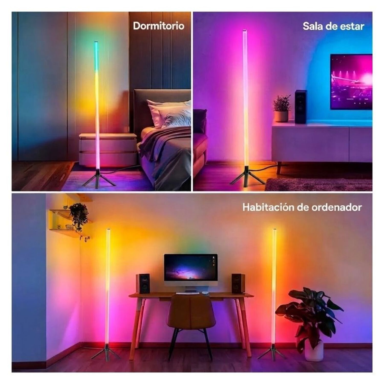 L&aacute;mpara Led De Pie Esquina Rgb Moderna Iluminaci&oacute;n image number 1.0