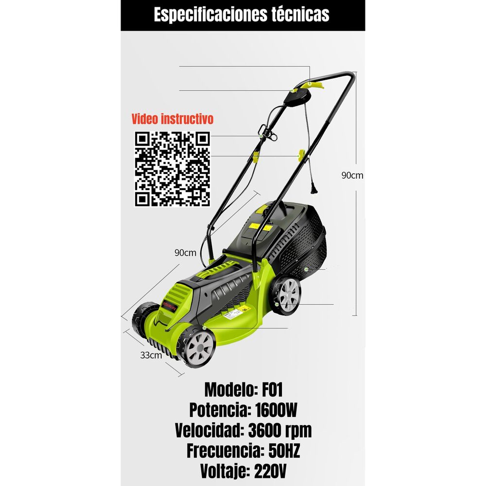 Cortadora De Pasto El&eacute;ctrica 1600w 3600rpm F01 image number 7.0