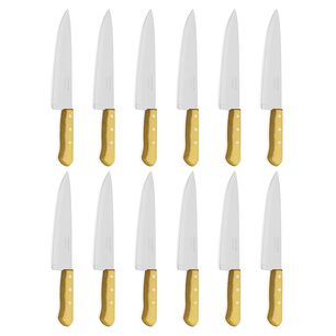Set 12 Cuchillos Tramontina 9 Pulgadas Carbono Mango Madera