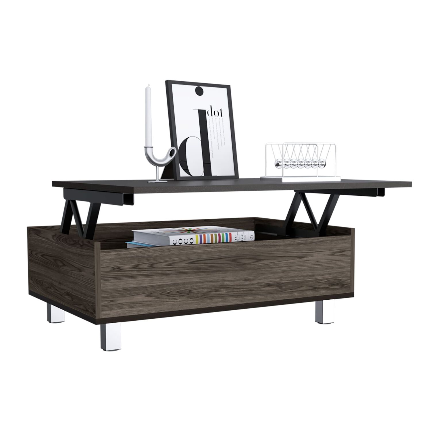 Mesa De Centro Extensible Fm-002o - Cafe Oscuro / Negro image number 1.0