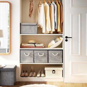 Set De 3 Cajas Organizadoras De Tela Plegables Con Asas