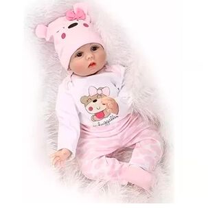 Juguete Muñeca Realista 55cm Pijama Rosado Infantil