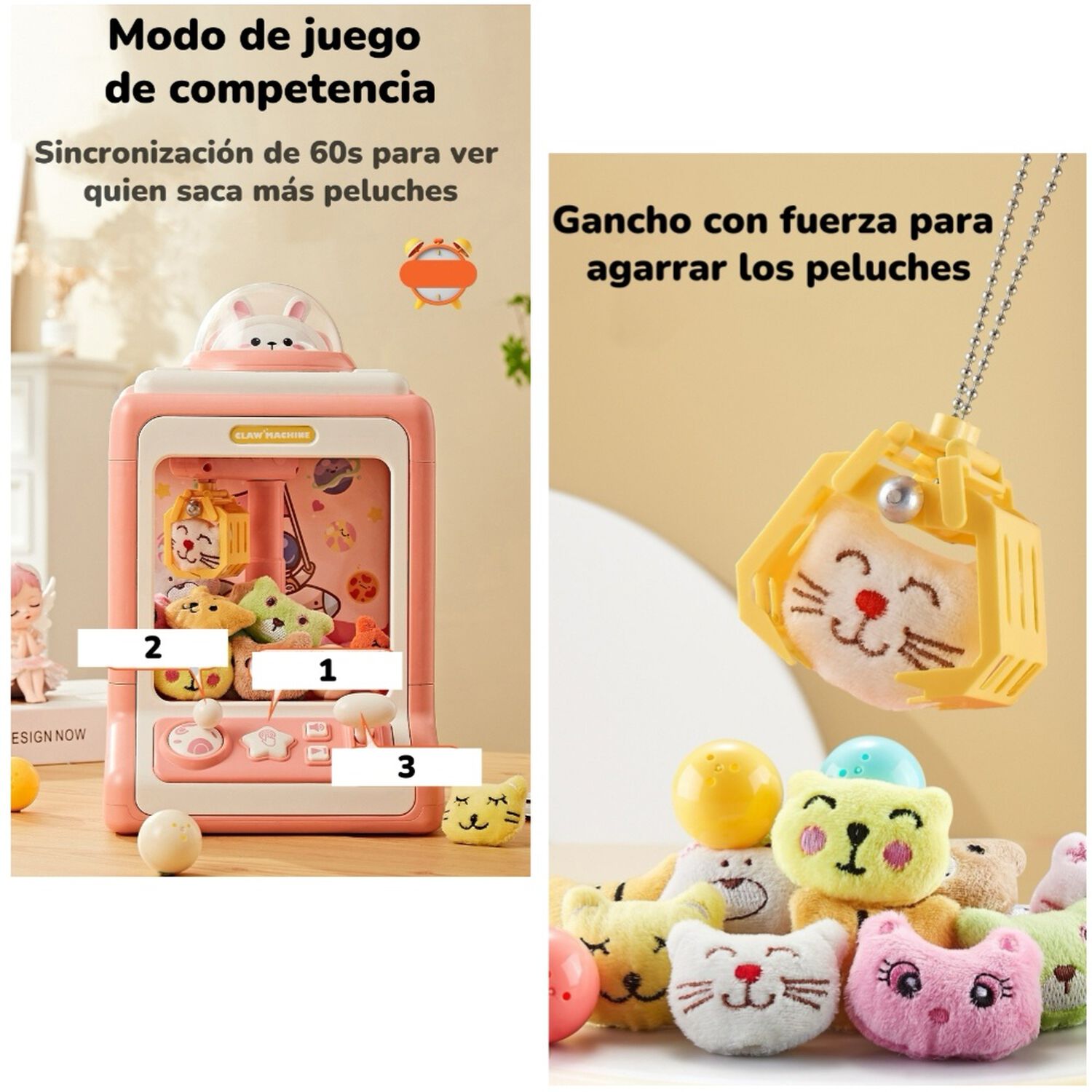 Juego Mini Maquina De Peluches Ni&ntilde;os Rosada By Lubabycas image number 5.0