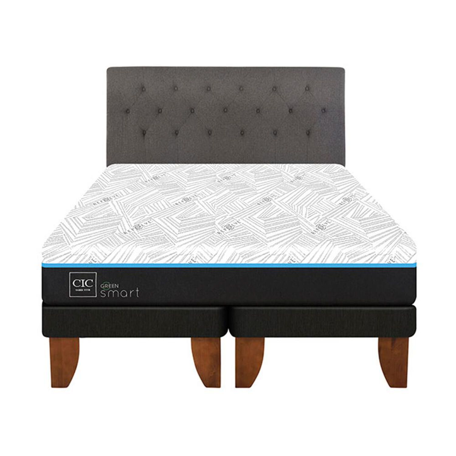 Cama Europea Cic Green Infinity / 2 Plazas / Base Dividida + Respaldo image number 0.0