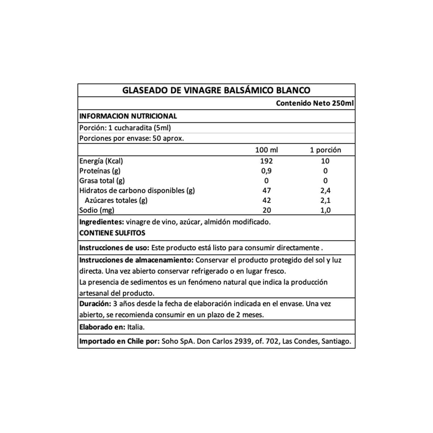 Pr Andrea Milano Vinagre Bals&aacute;mico Glaze Blanco 1 X 250 Ml image number 4.0