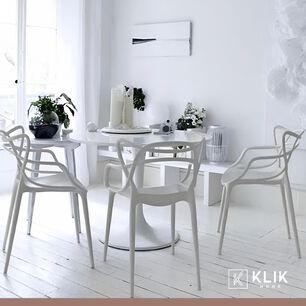 Comedor Mesa Tulip Blanca 80cm - 4 Sillas Master Blancas