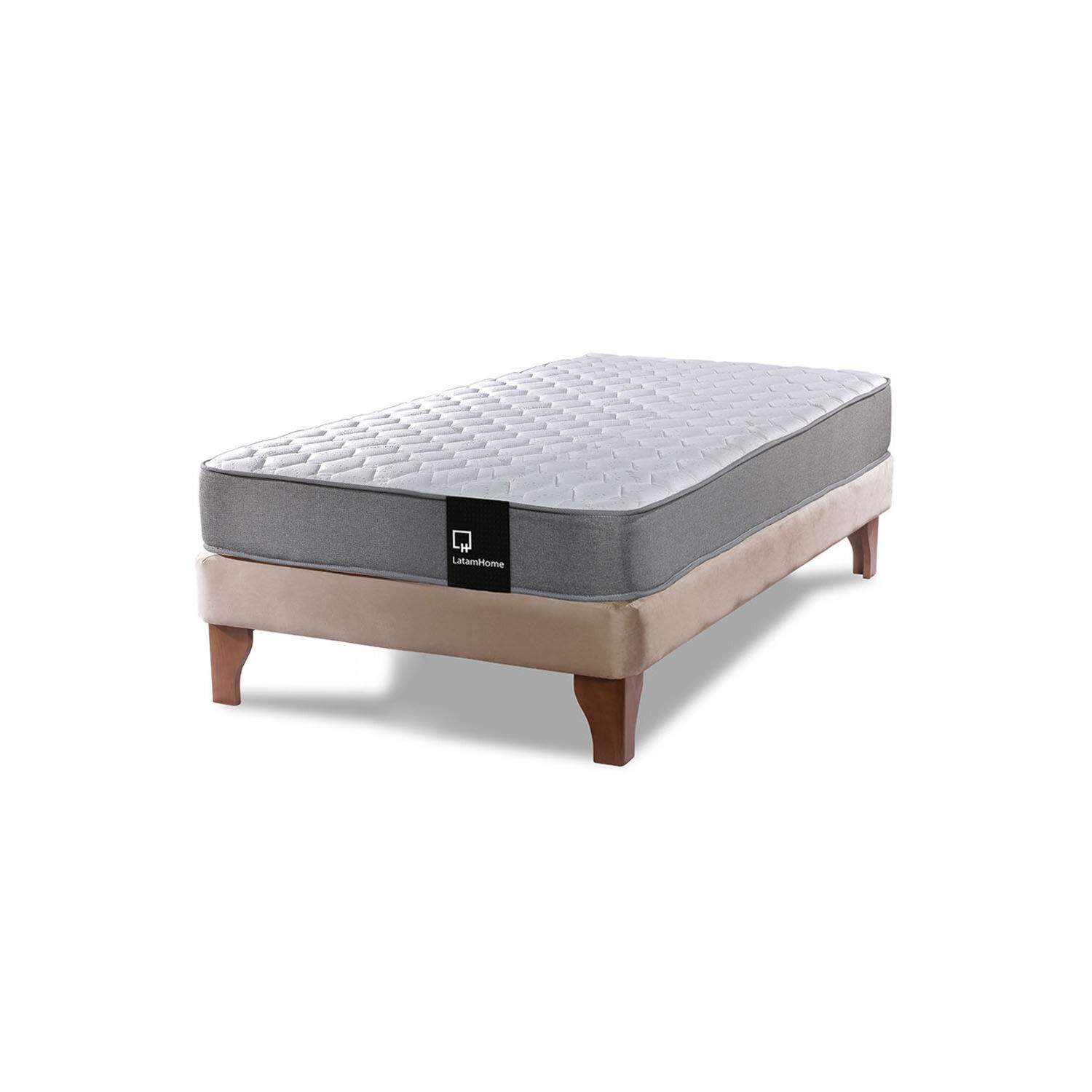 Cama Europea Zen Best 1.5 Plaza Tela Velvet Beige image number 1.0