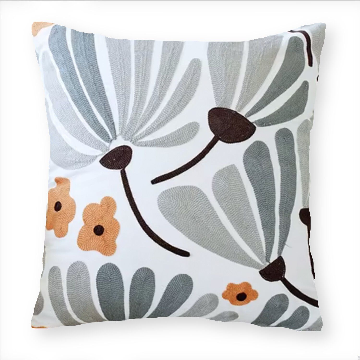 Cojin Bordado 45x45 Cm Flor Gris image number 0.0