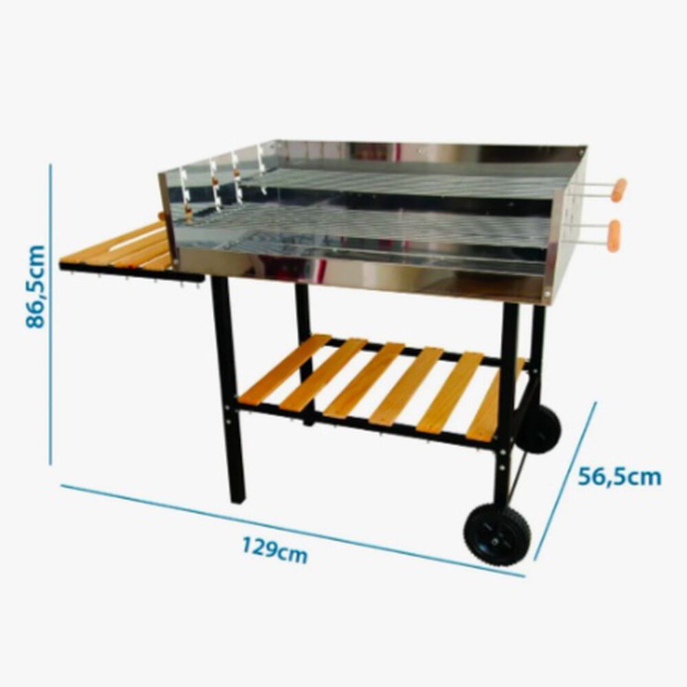 Parrilla Carb&oacute;n Acero Inoxidable Con Ruedas image number 1.0