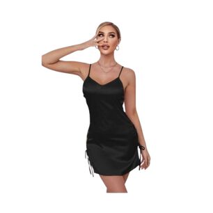 Lenceria Vestido Saten Cordon Lateral Erotico Dormir Sexy