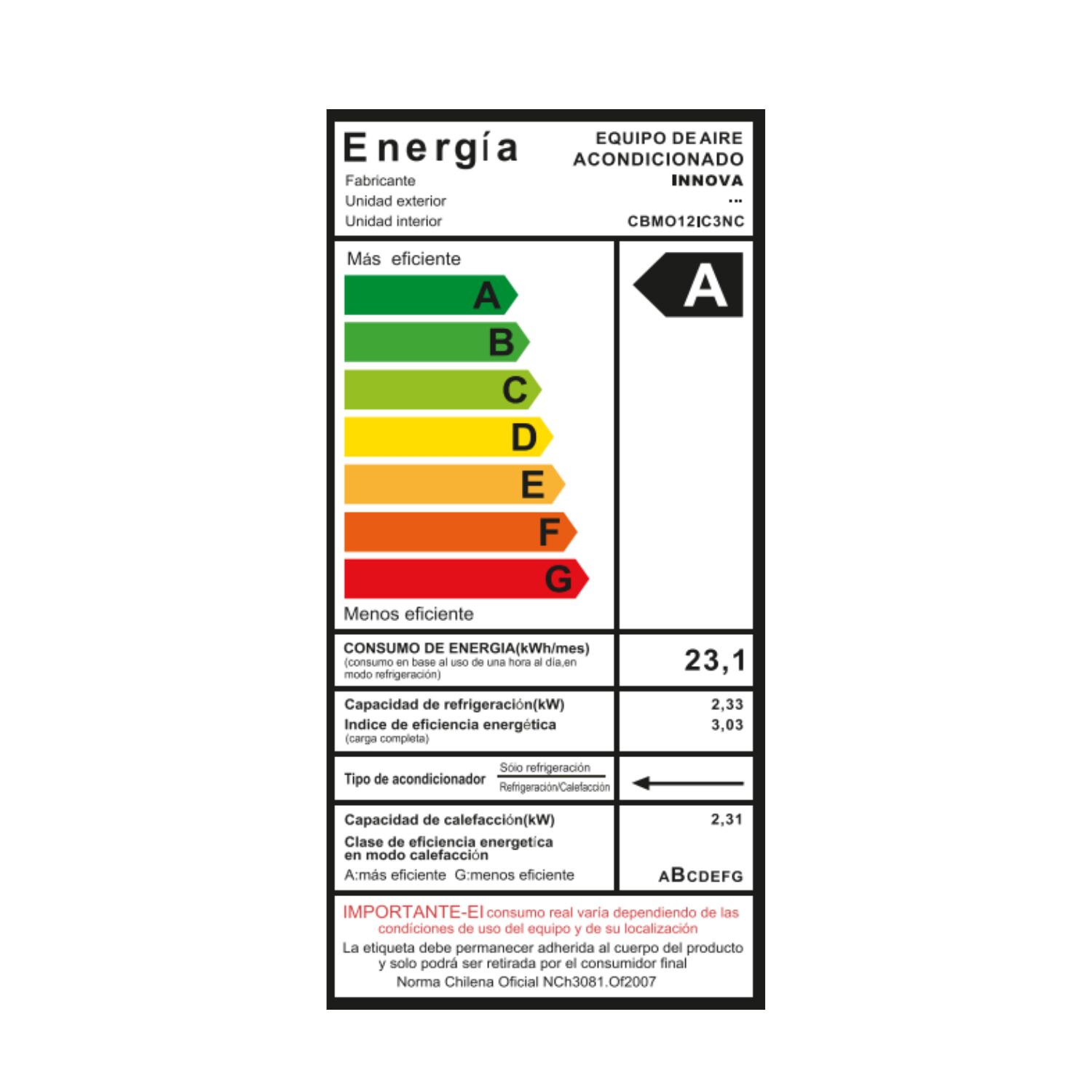 Aire Acondicionado Inverter Innova 10000btu Frio-calor image number 3.0