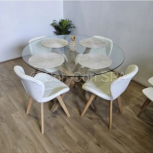 Comedor Mesa Warwick 120 + 4 Sillas Mariposa Wood Blanco