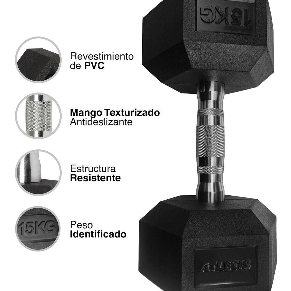 Mancuerna Hexagonal 15 Kg Negro image number 3.0