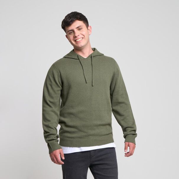 Sweater Con Dise&ntilde;o Manga Larga Cuello Alto Con Capucha Hombre Skuad