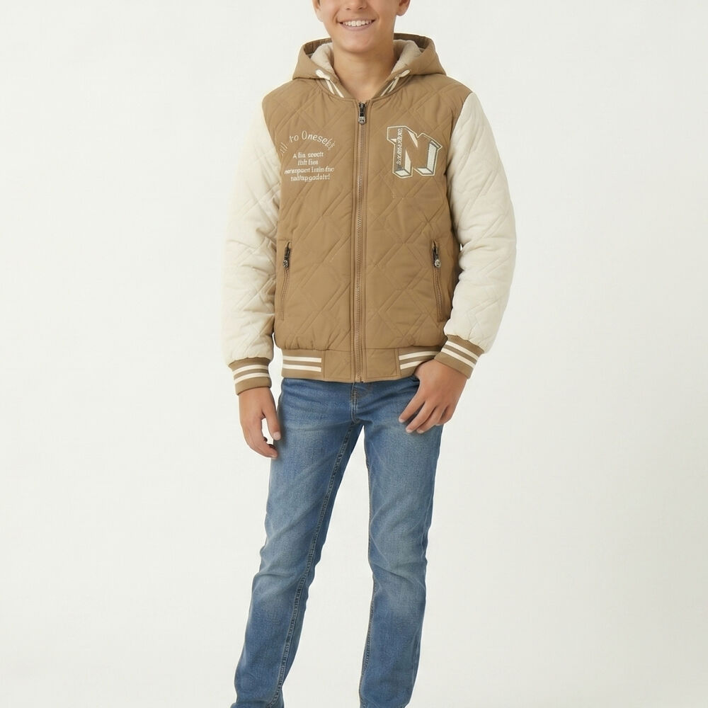 Chaqueta Varsity Bomber Acolchada Capucha Urbana Desmontable image number 3.0