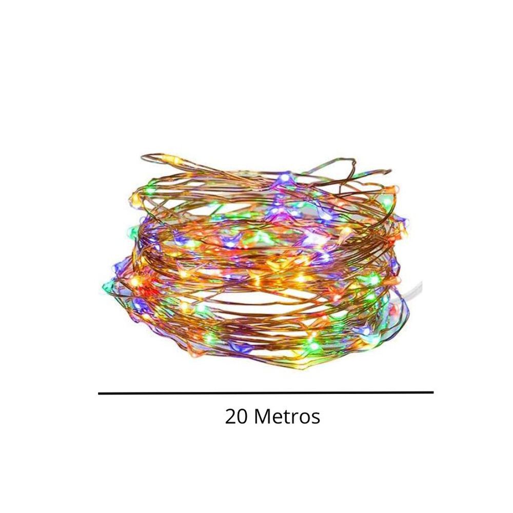 Guirnalda Luces Led Multicolores Solares De Cobre 20 Metros image number 2.0