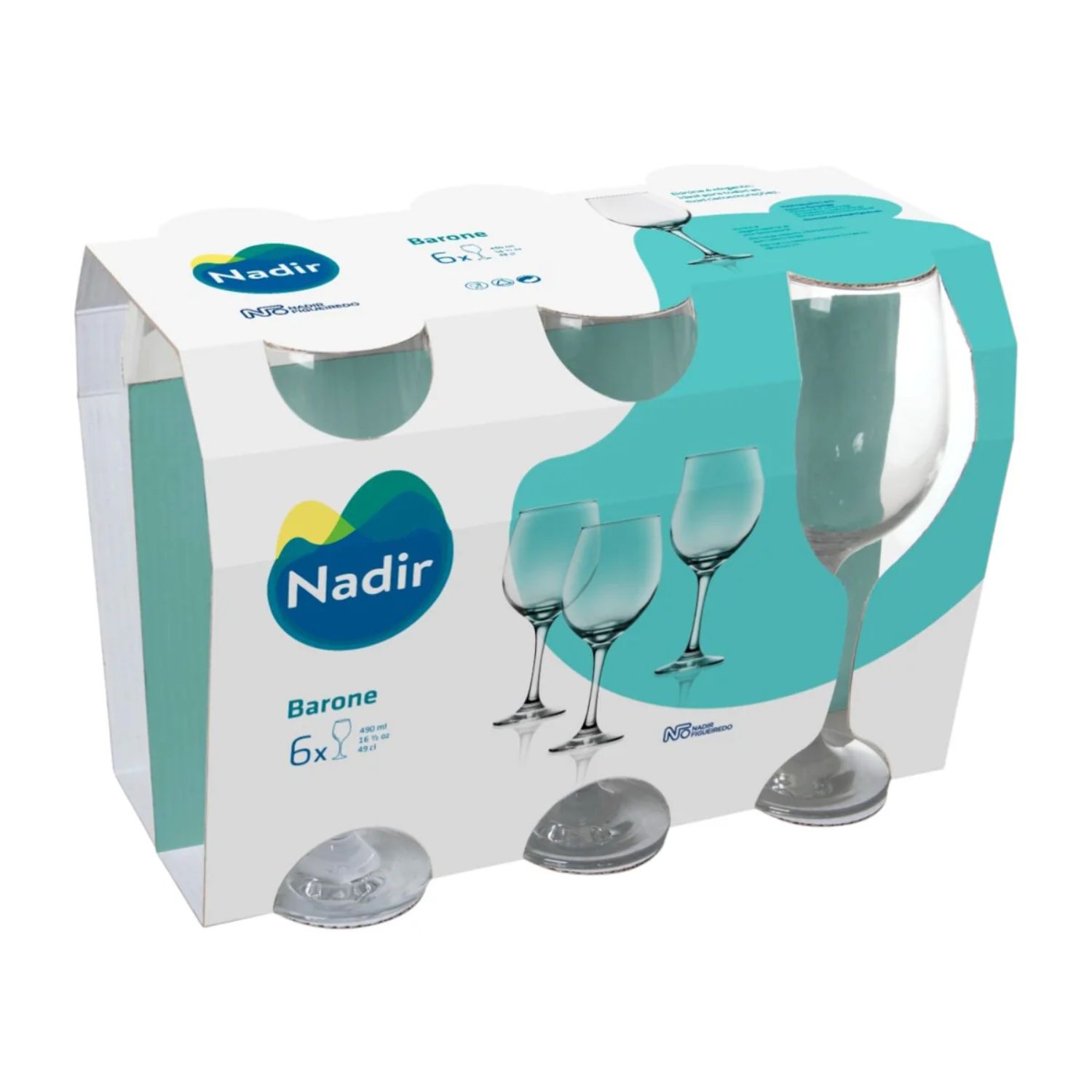 Set 6 Copas Vino Agua 490ml Nadir Transparente image number 1.0