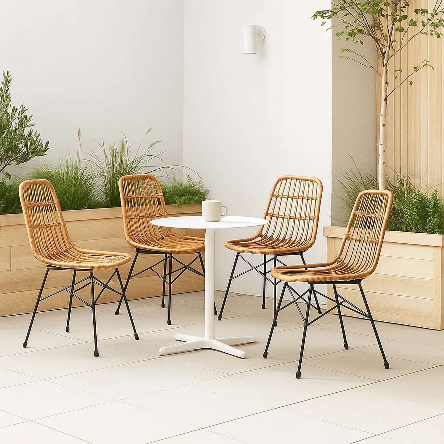 Pack De 4 Sillas De Comedor Terraza Rattan Grecia Color Madera image number 2.0