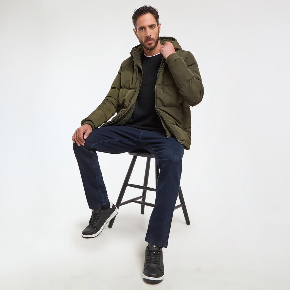 Parka Lisa Slim Cuello Alto Con Capucha Hombre Az Black image number 1.0