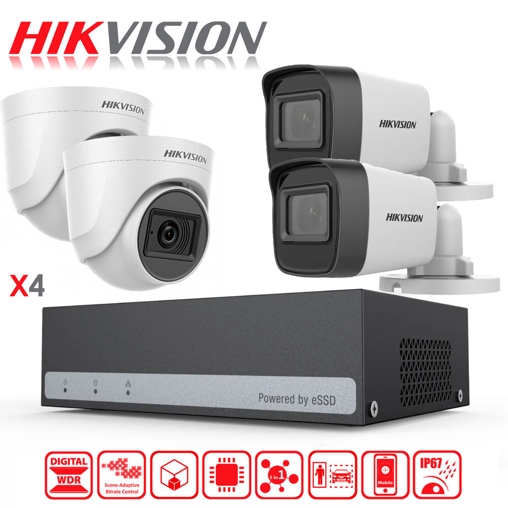 Kit De Camaras De Seguridad + Dvr 4ch Hikvision Essd 300gb image number 1.0