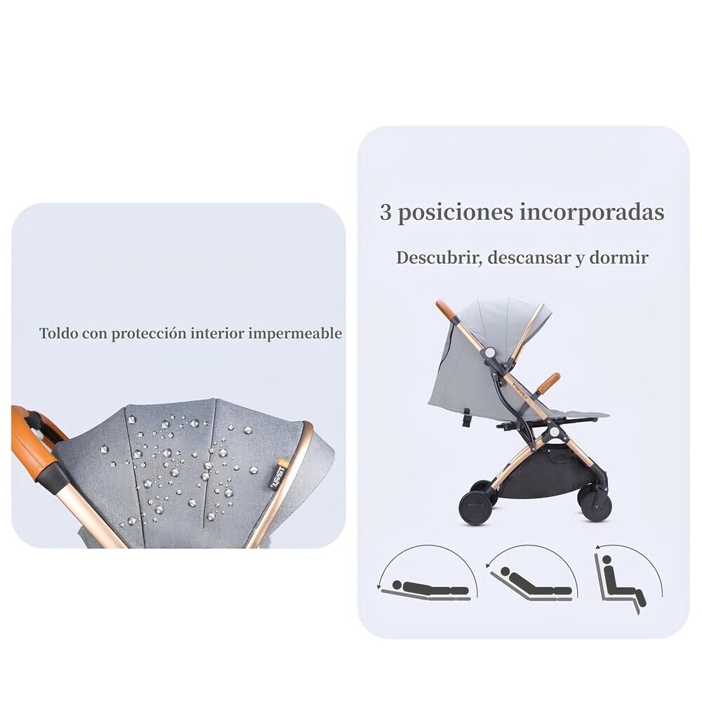 Coche De Paseo &Uacute;ltra Compacto Con Accesorios Azul Lubabycas image number 6.0