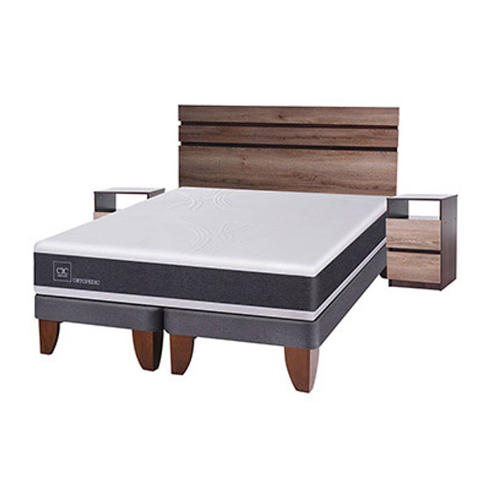 Cama Europea Cic New Ortopedic / 2 Plazas / Base Dividida + Set De Maderas image number 4.0