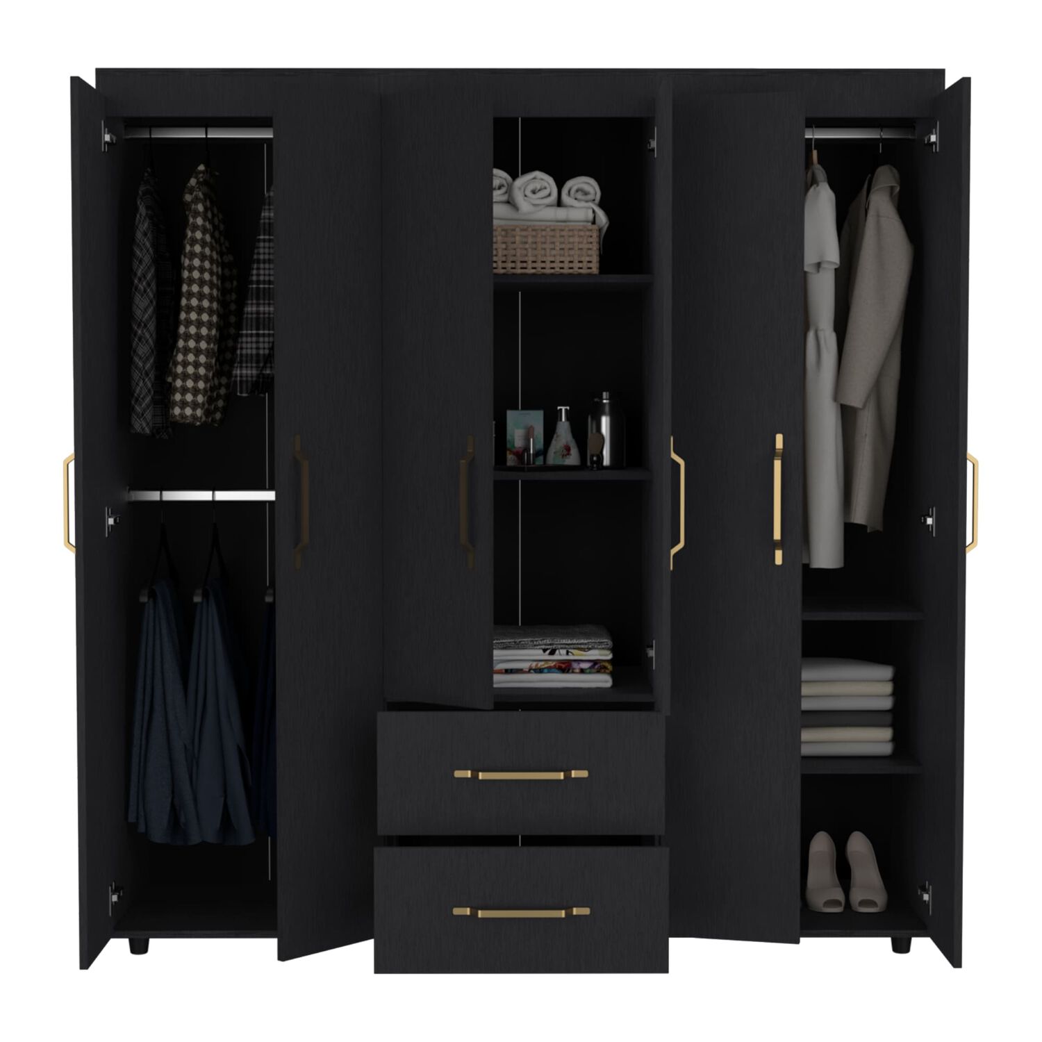 Closet 6 Puertas 2 Cajones Fm-024n - Negro image number 1.0