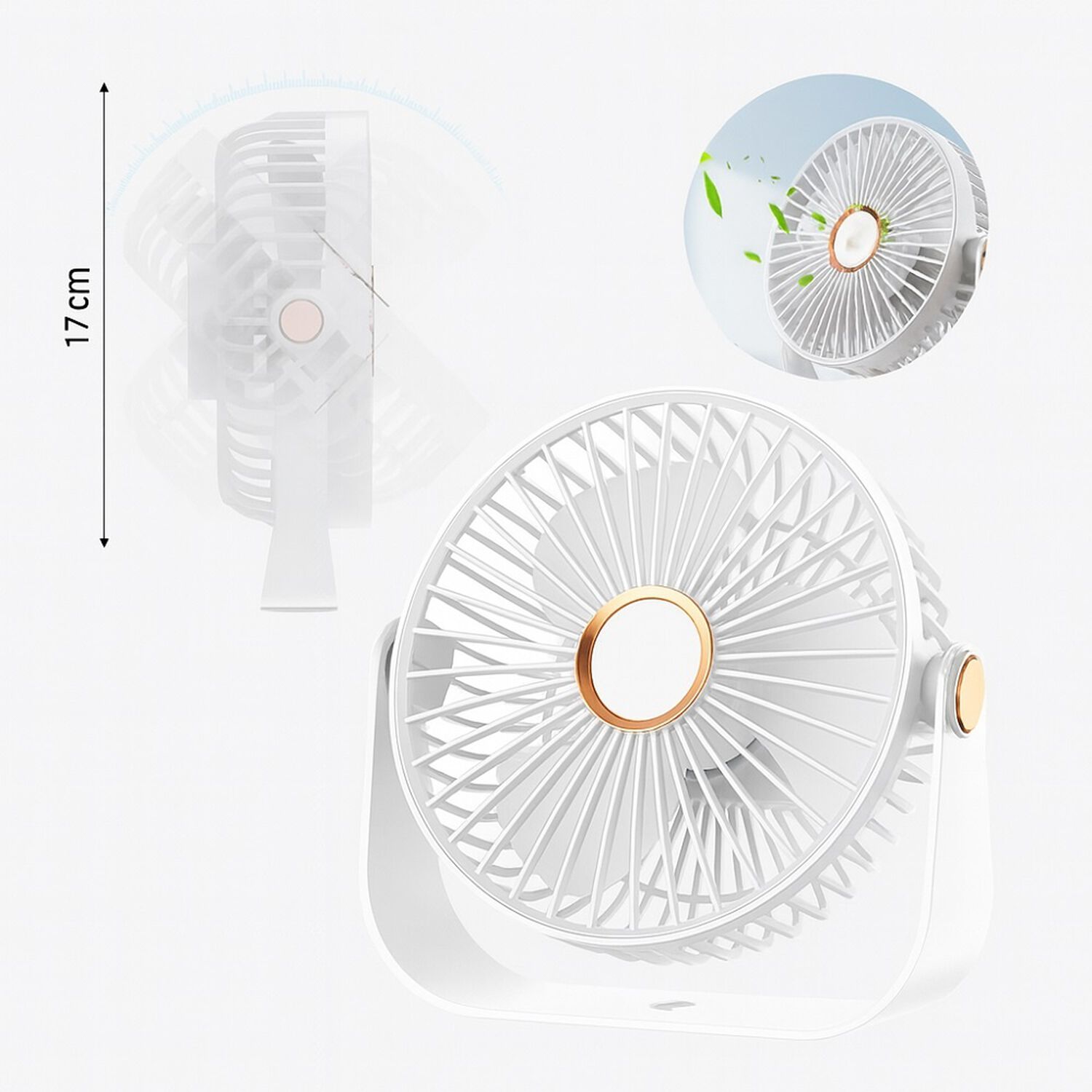 Ventilador De Escritorio Port&aacute;til Usb Con Luz Recargable 17 Cm image number 1.0