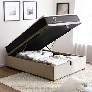 Cama Funcional Boxet 1 1/2 Plaza Colchon Resortes New Top Funda Lavable Beige