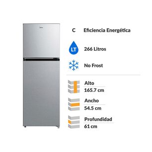 Refrigerador Top Freezer Midea MDRT385MTE50IN / No Frost / 266 Litros / C
