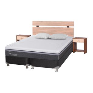 Box Spring Cic Ortopedic B5. / 2 Plazas / Base Dividida + Set De Maderas + Almohada