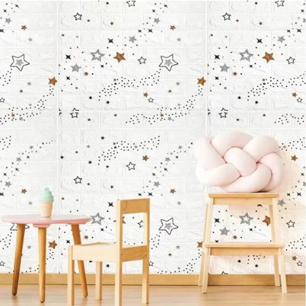 Pack 10 Lamina Papel Mural Autoadhesivo 3d Estrellas image number 3.0