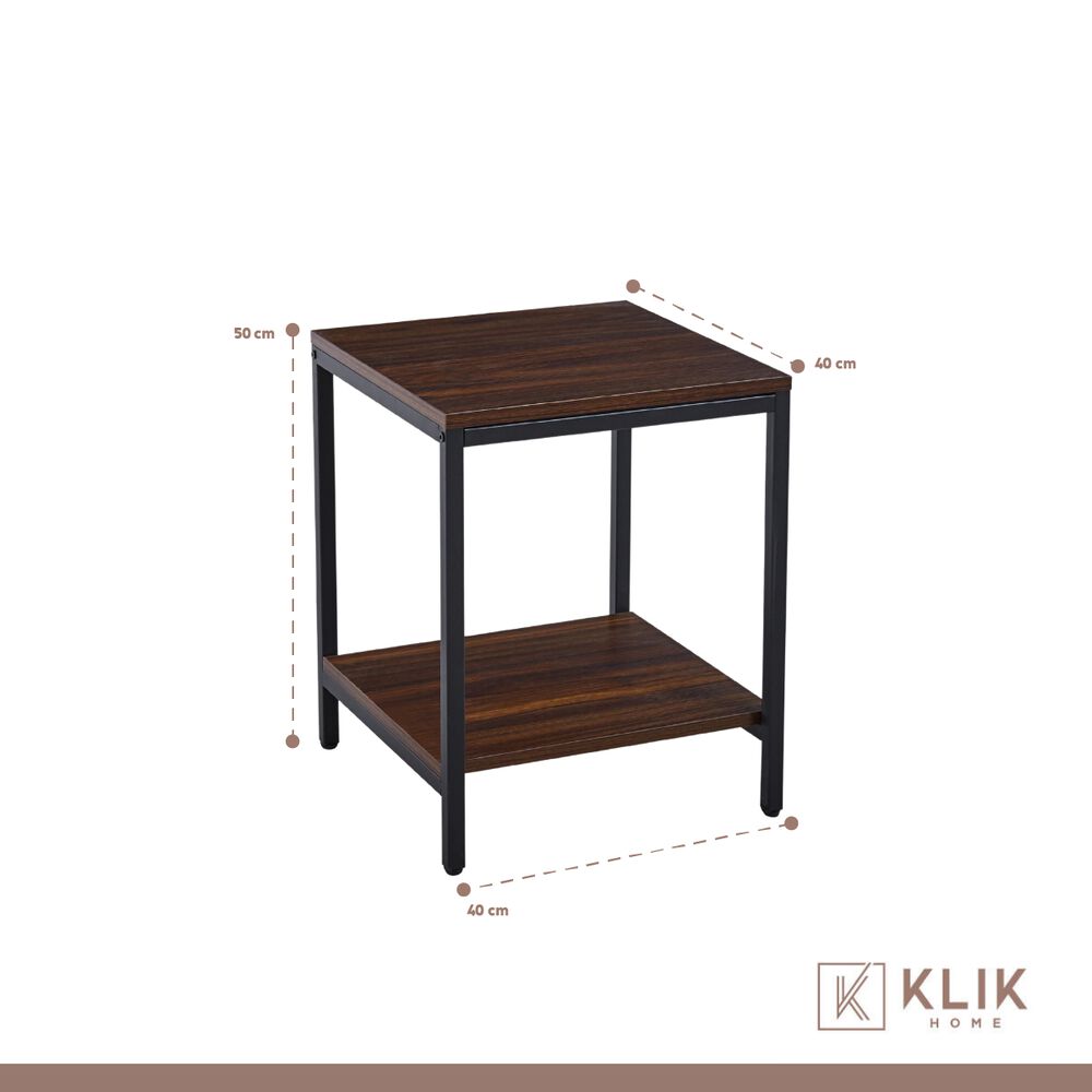 Velador Mesa Auxiliar Lateral De 2 Niveles - Madera Oscura Walnut image number 3.0