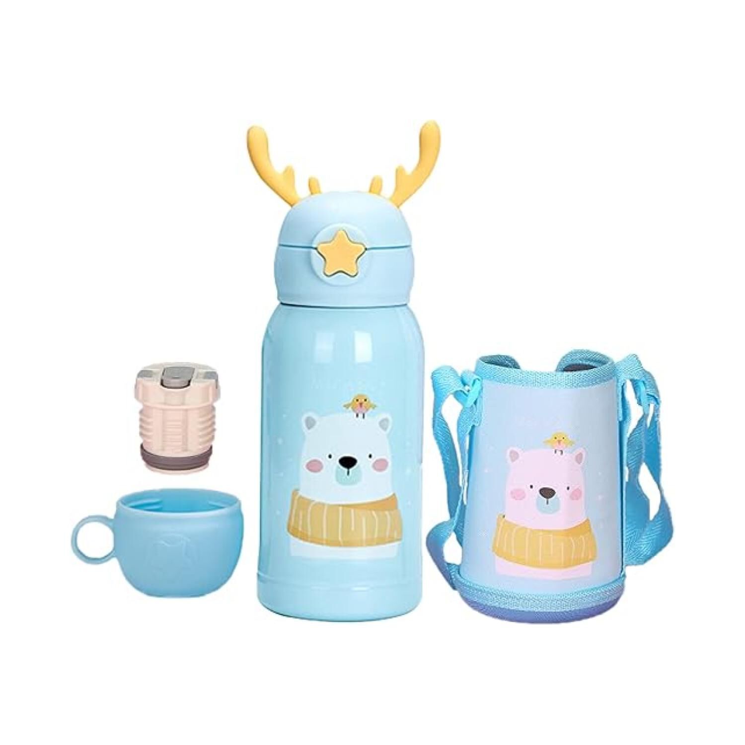 Botella De Agua Portatil 500ml Oso Kawaii Celeste Infantil image number 0.0