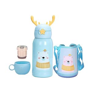 Botella De Agua Portatil 500ml Oso Kawaii Celeste Infantil