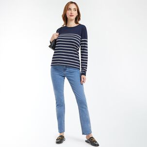 Sweater Listado Manga Larga Cuello Redondo Mujer Geeps