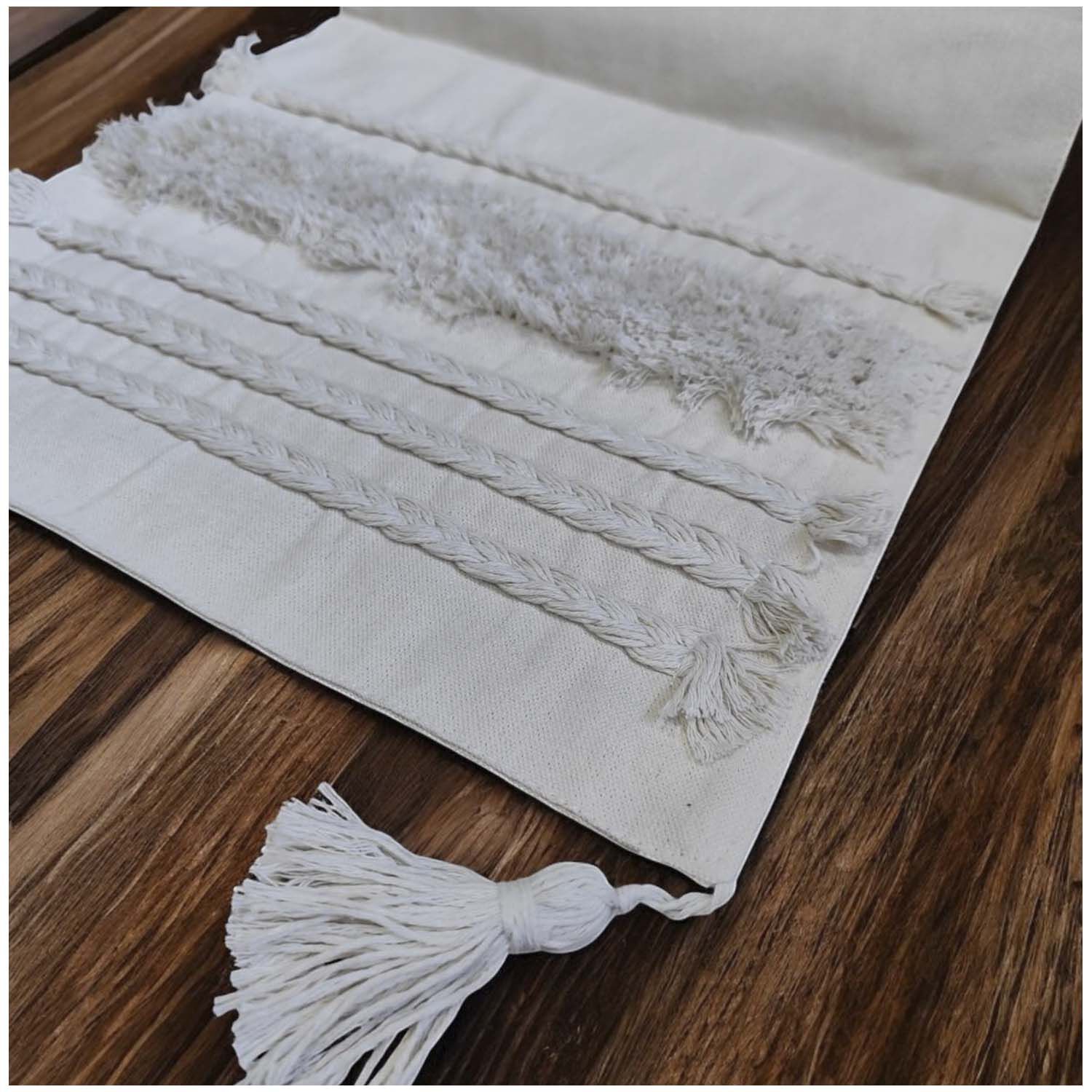 Camino De Mesa De Lino-algodon Boho 35*180cm Mod11 image number 1.0