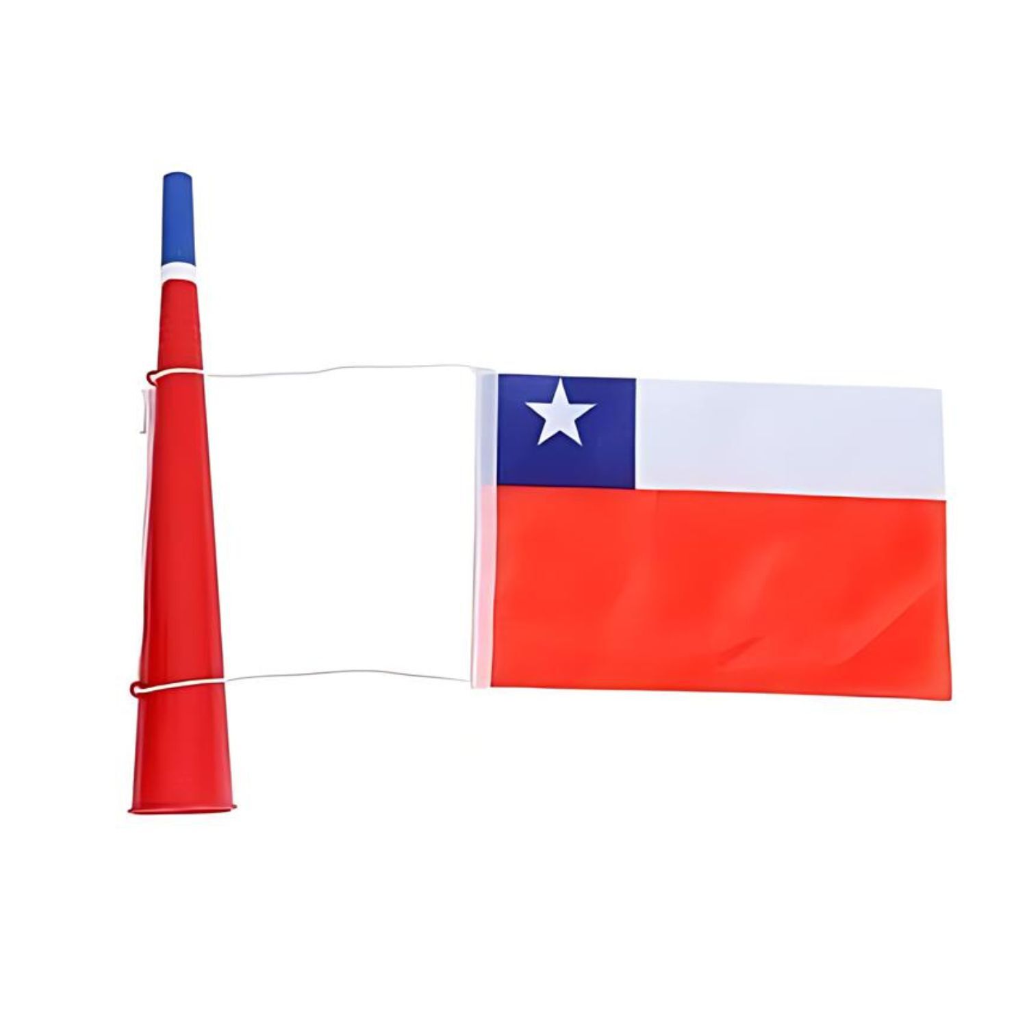 Vuvuzela Bicolor Bandera Chilena 36cm Fiestas Patrias Cotillon image number 0.0